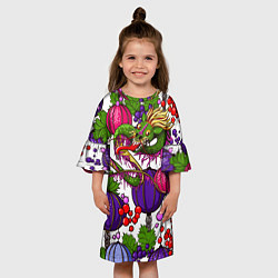 Платье клеш для девочки Дракончик и китайские фонарики, цвет: 3D-принт — фото 2