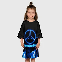 Платье клеш для девочки Mercedes-benz blue neon, цвет: 3D-принт — фото 2