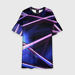 Платье клеш для девочки Фиолетовая геометрическая абстракция, цвет: 3D-принт