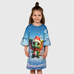 Платье клеш для девочки Дракон на льду, цвет: 3D-принт — фото 2