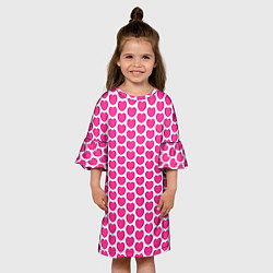 Платье клеш для девочки Малиновые сердца, цвет: 3D-принт — фото 2