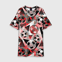 Платье клеш для девочки Футбольный мяч узоры, цвет: 3D-принт