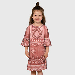 Платье клеш для девочки Красный славянский орнамент, цвет: 3D-принт — фото 2
