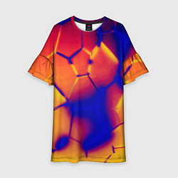 Платье клеш для девочки Плиты разломы сепия негатив, цвет: 3D-принт