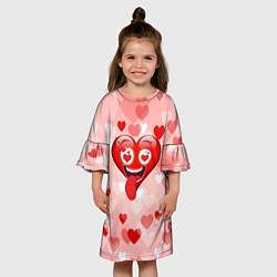 Платье клеш для девочки Влюбленное сердечко, цвет: 3D-принт — фото 2