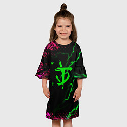Платье клеш для девочки Doom знак шторм молнии, цвет: 3D-принт — фото 2