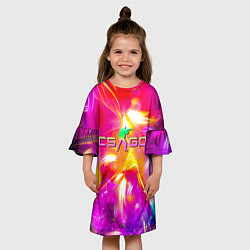 Платье клеш для девочки Counter Strike - neon, цвет: 3D-принт — фото 2