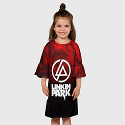 Платье клеш для девочки Linkin park strom честер, цвет: 3D-принт — фото 2