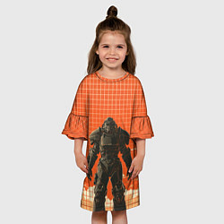 Платье клеш для девочки Воин в броне Братства Стали, цвет: 3D-принт — фото 2