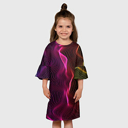 Платье клеш для девочки Переплетающие цветные линии, цвет: 3D-принт — фото 2