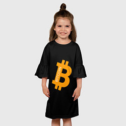 Платье клеш для девочки Биткоин криптовалюта оранжевое лого, цвет: 3D-принт — фото 2