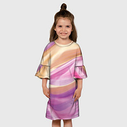 Платье клеш для девочки Нежный розовый и желтый, цвет: 3D-принт — фото 2