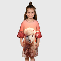Платье клеш для девочки Милая влюбленная овечка, цвет: 3D-принт — фото 2