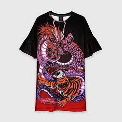 Платье клеш для девочки Дракон и тигр в год дракона, цвет: 3D-принт
