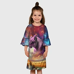 Платье клеш для девочки Небесный львица, цвет: 3D-принт — фото 2