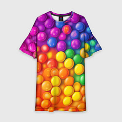 Платье клеш для девочки Разноцветные шарики, цвет: 3D-принт