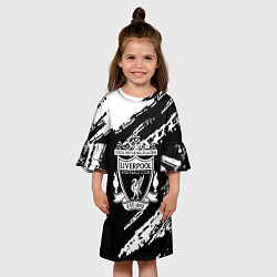 Платье клеш для девочки Liverpool белые краски текстура, цвет: 3D-принт — фото 2