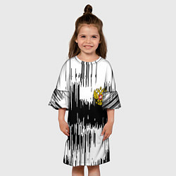 Платье клеш для девочки Россия герб штриховка, цвет: 3D-принт — фото 2