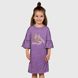 Платье клеш для девочки Русалка Влада именная, цвет: 3D-принт — фото 2