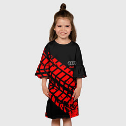 Платье клеш для девочки AUDI краски текстура шины, цвет: 3D-принт — фото 2