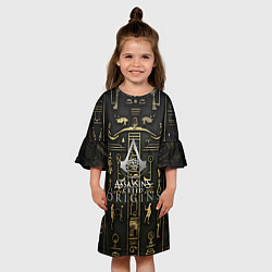 Платье клеш для девочки Assassins истоки иероглифы, цвет: 3D-принт — фото 2