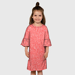 Платье клеш для девочки Школьный розовый паттерн, цвет: 3D-принт — фото 2