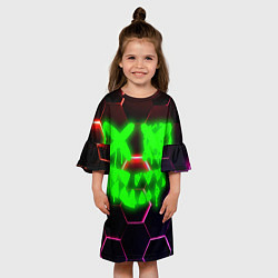 Платье клеш для девочки Монстр из неона, цвет: 3D-принт — фото 2