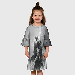 Платье клеш для девочки Рыцарь у подножья горы, цвет: 3D-принт — фото 2