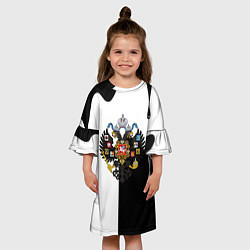 Платье клеш для девочки Герб РФ краски имперский, цвет: 3D-принт — фото 2