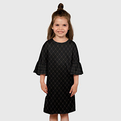 Платье клеш для девочки Чёрный клетчатый с коричневыми полосами, цвет: 3D-принт — фото 2