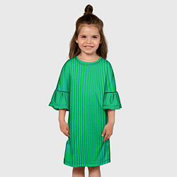 Платье клеш для девочки Паттерн салатовый шестигранник, цвет: 3D-принт — фото 2