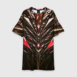 Платье клеш для девочки Красные кристаллы и камень, цвет: 3D-принт