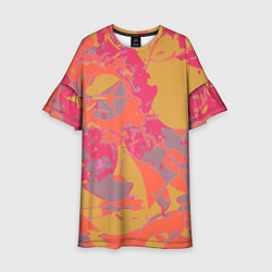 Платье клеш для девочки Цветной яркий камуфляж, цвет: 3D-принт
