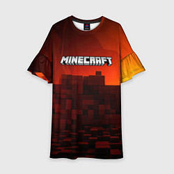 Платье клеш для девочки Minecraft огненные кубы, цвет: 3D-принт