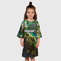 Платье клеш для девочки Minecraft logo летняя карта, цвет: 3D-принт — фото 2