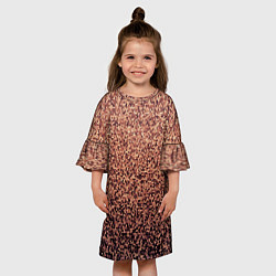 Платье клеш для девочки Мелкая мозаика тёмный персиковый, цвет: 3D-принт — фото 2