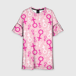 Платье клеш для девочки Гендерный женский знак венеры, цвет: 3D-принт