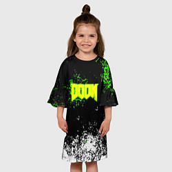Платье клеш для девочки Doom токсичное лого краски, цвет: 3D-принт — фото 2