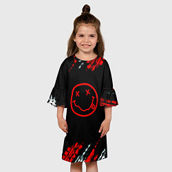 Платье клеш для девочки Нирвана текстура рок, цвет: 3D-принт — фото 2