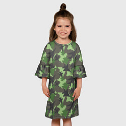 Платье клеш для девочки Самолёты - камуфляж, цвет: 3D-принт — фото 2
