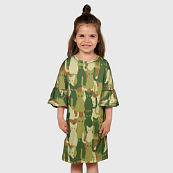 Платье клеш для девочки Котята - камуфляж, цвет: 3D-принт — фото 2