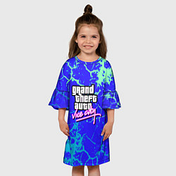Платье клеш для девочки GTA вайсити неоновая текстура, цвет: 3D-принт — фото 2