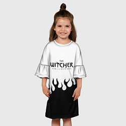 Платье клеш для девочки Ведьмак лого чёрный огонь, цвет: 3D-принт — фото 2