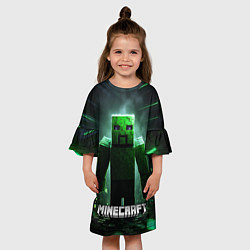 Платье клеш для девочки Minecraft зеленый злой персонаж, цвет: 3D-принт — фото 2