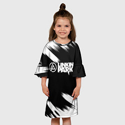 Платье клеш для девочки Linkin park рок бенд краски, цвет: 3D-принт — фото 2