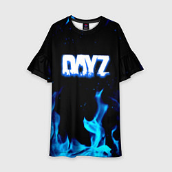 Платье клеш для девочки Dayz синий огонь лого, цвет: 3D-принт