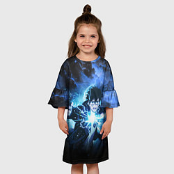Платье клеш для девочки Юкио - Синий экзорцист, цвет: 3D-принт — фото 2