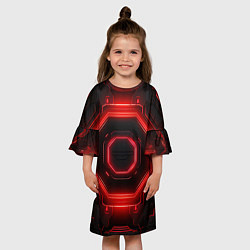 Платье клеш для девочки Nvidia style black and red neon, цвет: 3D-принт — фото 2