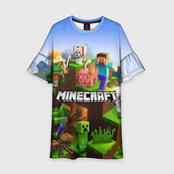 Платье клеш для девочки Minecraft pixel world, цвет: 3D-принт