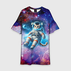 Платье клеш для девочки The cat is a brave cosmonaut - ai art, цвет: 3D-принт